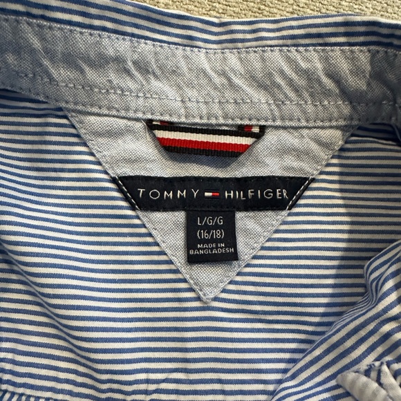Tommy Hilfiger Big Boys Striped Button Down Shirt Size L - Picture 6 of 6